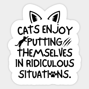 Cats enjoy putting themselves in ridiculous situations. Sticker